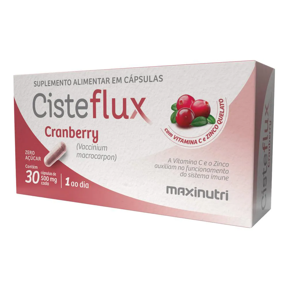 CISTEFLUX CRANBERRY COM VITAMINA C E ZINCO 30 CáPSULAS MAXINUTRI