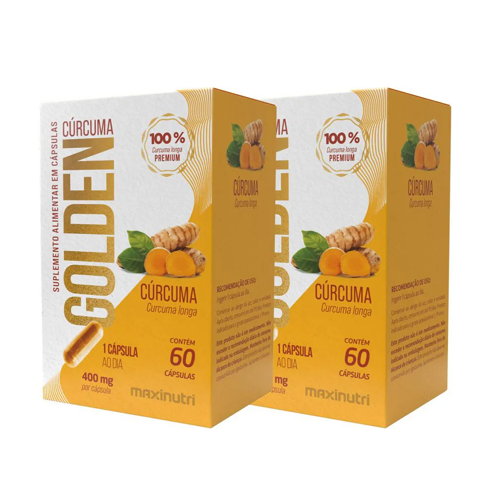 KIT 2 CúRCUMA GOLDEN 400MG CúRCUMA LONGA 60 CáPS MAXINUTRI