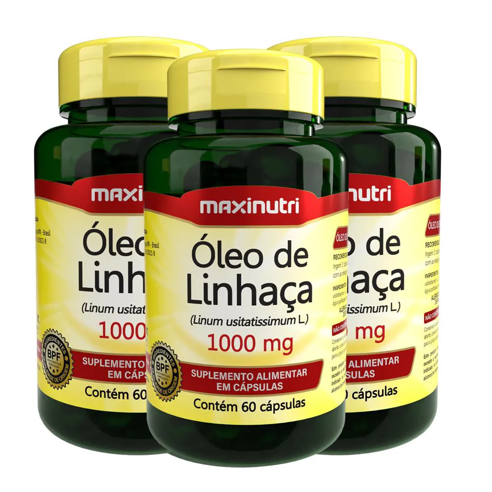 KIT 3 ÓLEO DE LINHAçA 60 CAPSULAS 1000MG  MAXINUTRI