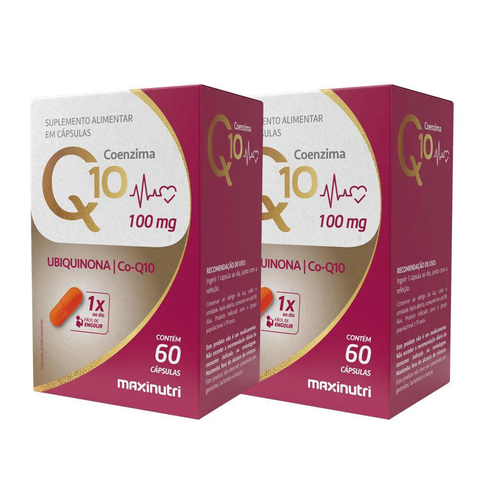 KIT 2 COENZIMA Q10 GOLD UBIQUINONA 100MG 60 CáPS MAXINUTRI