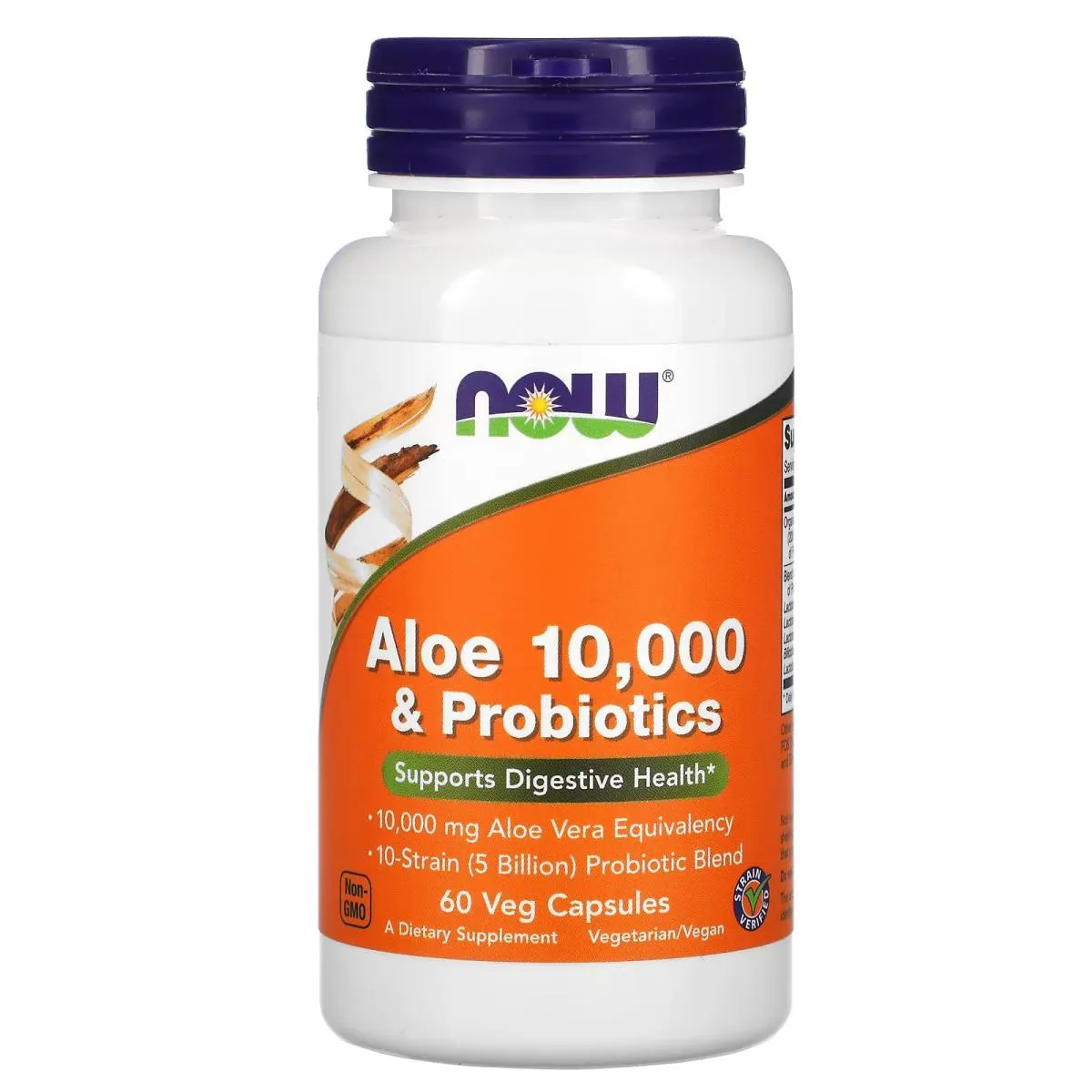 ALOE 10.000 E PROBIOTICOS 5 BILHOES 60 CAPSULAS VEGANAS - NOW FOODS