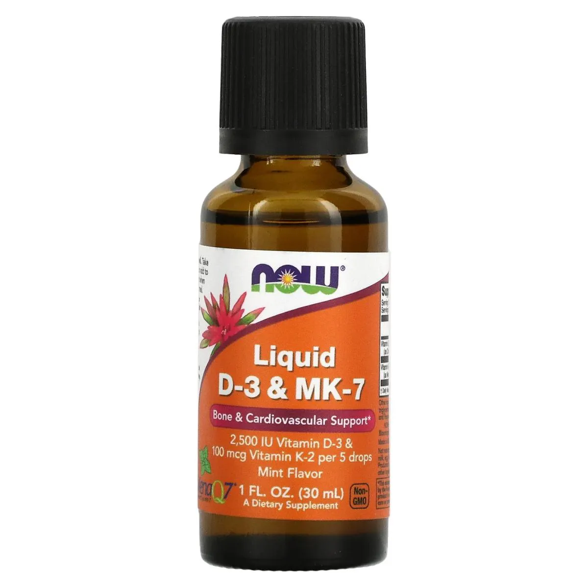 SUPLEMENTO DE VITAMINA D3 E MK-7 LIQUIDAS 30ML  NOW FOODS
