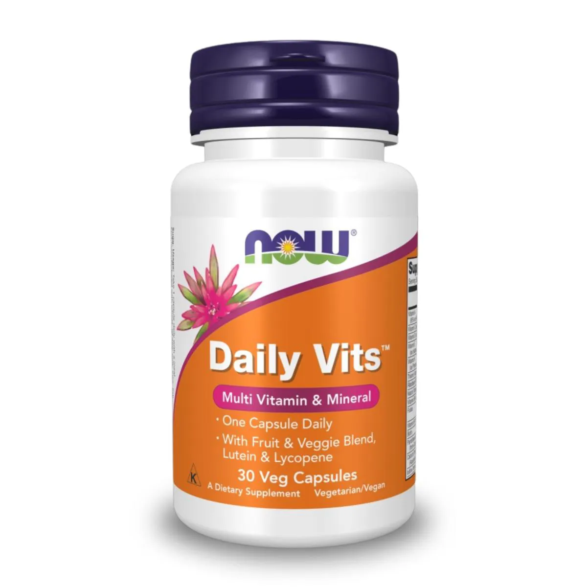 DAILY VITS VEGANO COM VITAMINAS B12, D3 E MINERAIS 30 CáPSULAS NOW FOODS