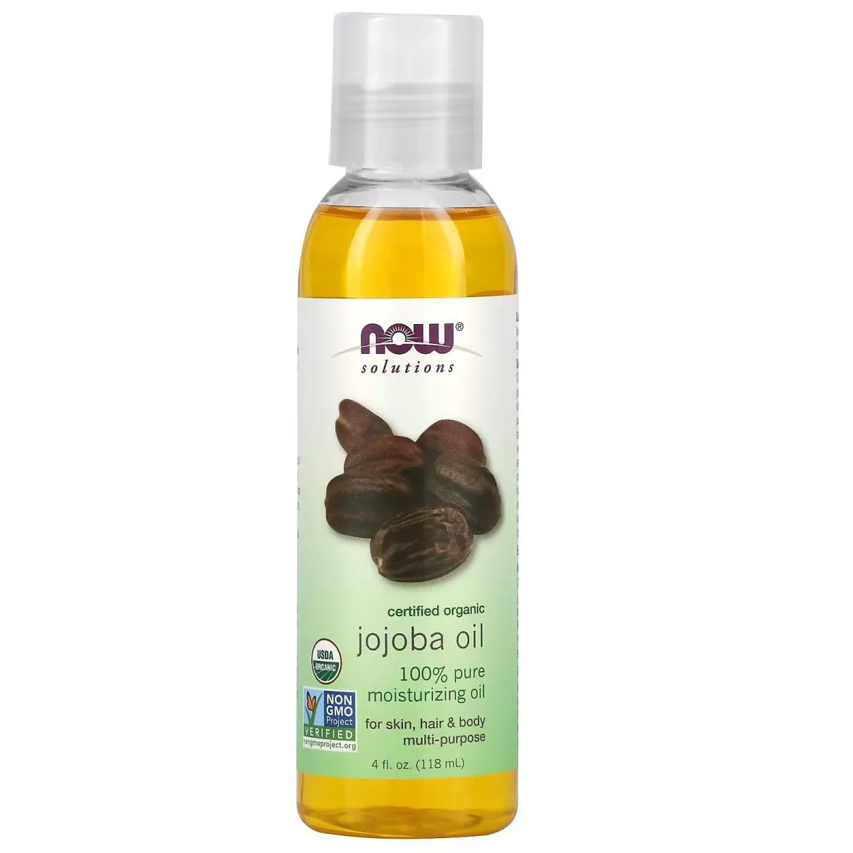 ÓLEO DE JOJOBA COM CERTIFICAçãO ORGâNICA 118 ML - NOW FOODS SOLUTIONS