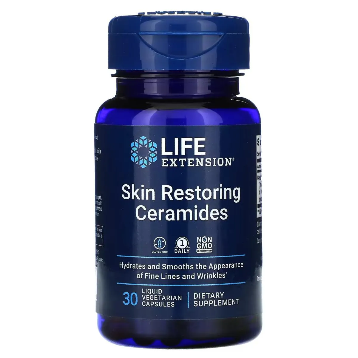 CERAMIDAS RESTAURADORAS DA PELE 30 CAPSULAS VEGETARIANAS LíQUIDAS LIFE EXTENSION