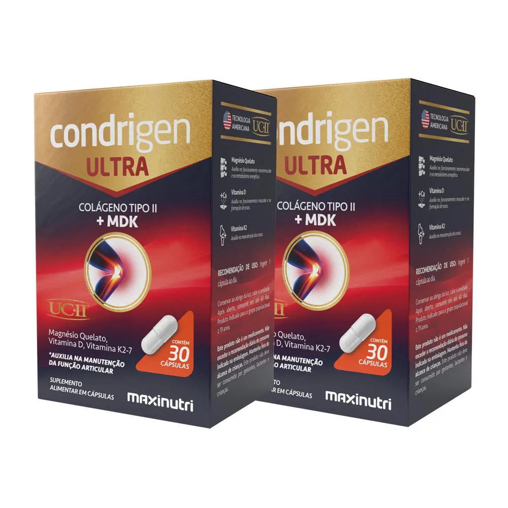 KIT 2 CONDRIGEN ULTRA COLáGENO TIPO 2 + MDK UCII 30 CáPS MAXINUTRI