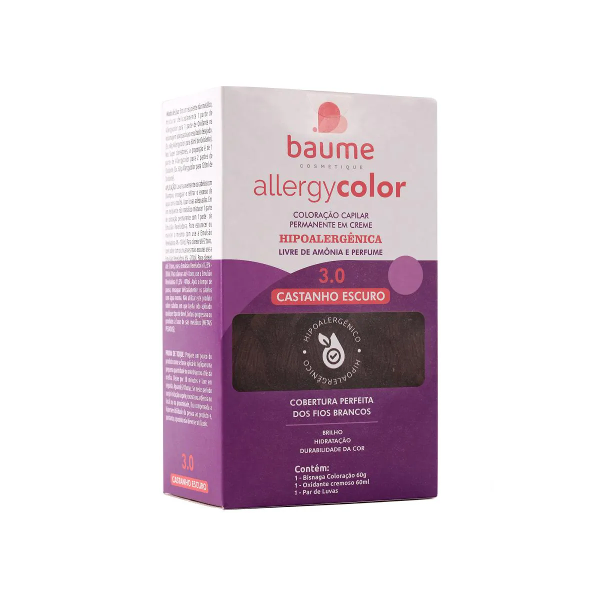 COLORAçãO HIPOALERGêNICA ALLERGYCOLOR  3.0 CASTANHO ESCURO-BAUME