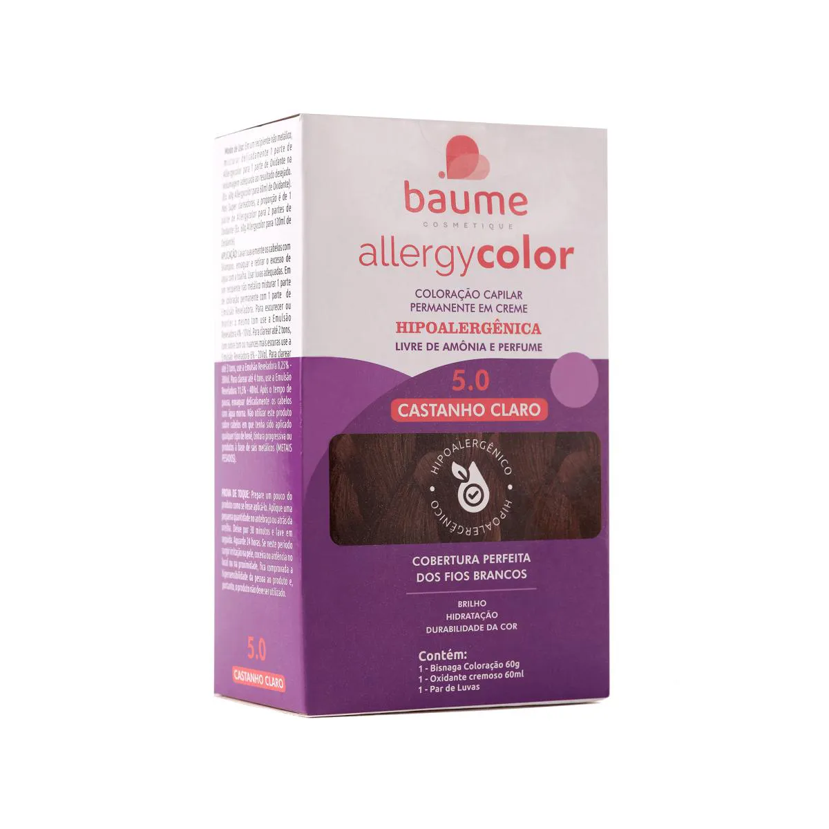 COLORAçãO HIPOALERGêNICA ALLERGYCOLOR 5.0 CASTANHO CLARO - BAUME
