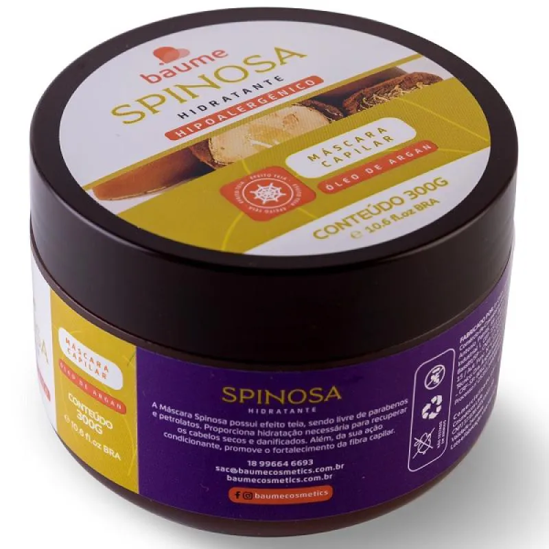MáSCARA HIDRATANTE SPINOSA ÓLEO DE ARGAN EFEITO TEIA 300G - BAUME