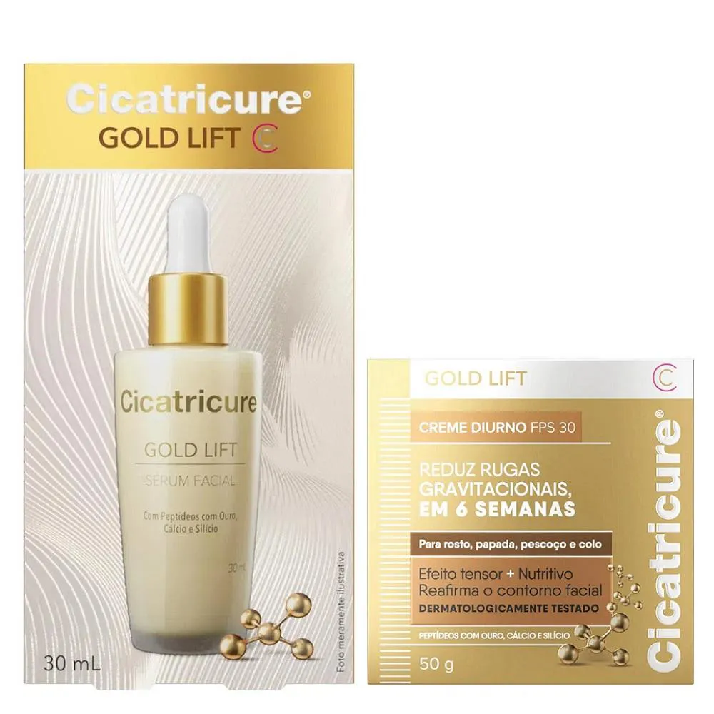 KIT CICATRICURE GOLD LIFT SéRUM 30ML + GOLD LIFT DIURNO 50G - FPS 30