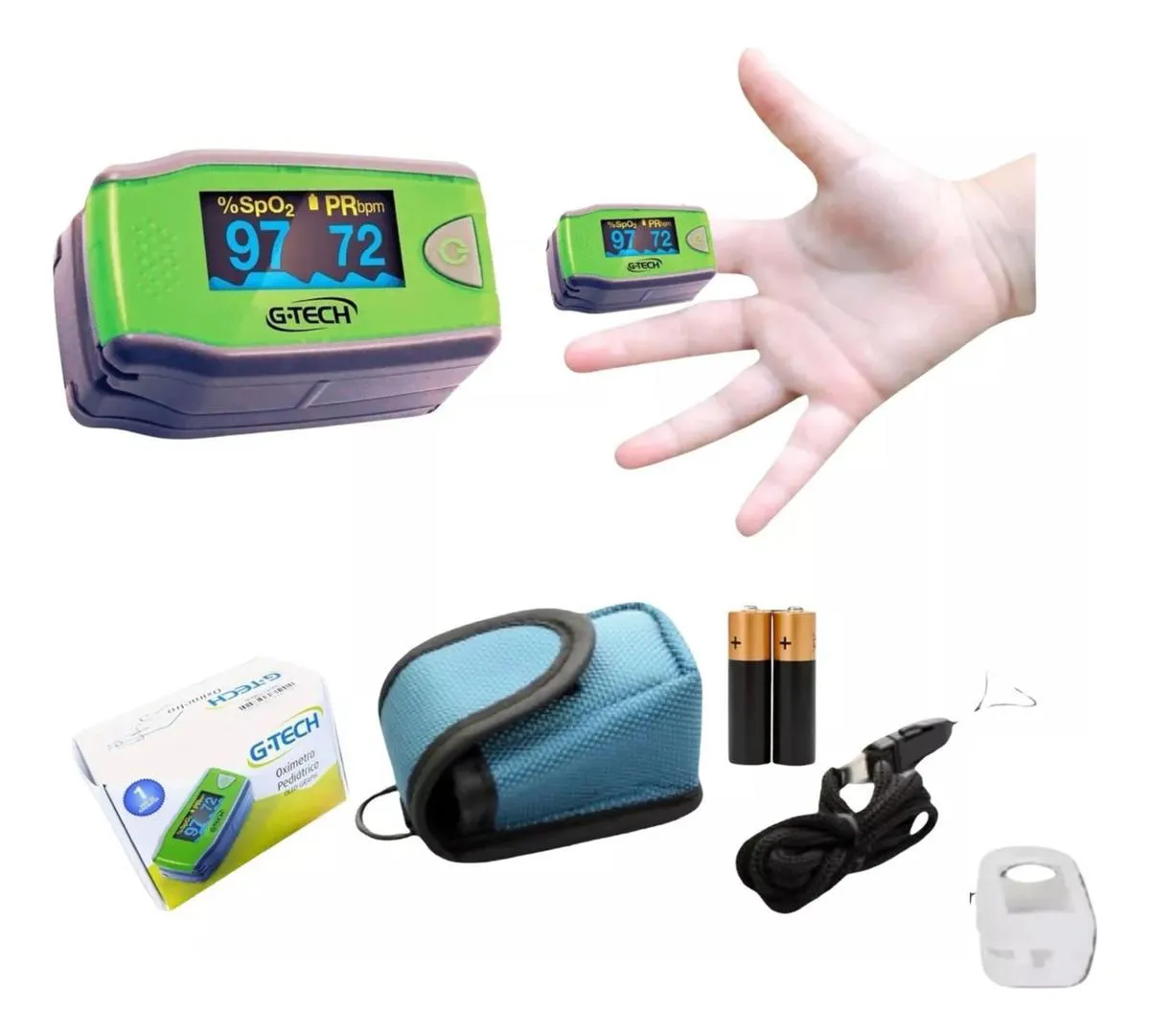 OXíMETRO PEDIáTRICO INFANTIL DE DEDO OLED SATURAçãO G-TECH