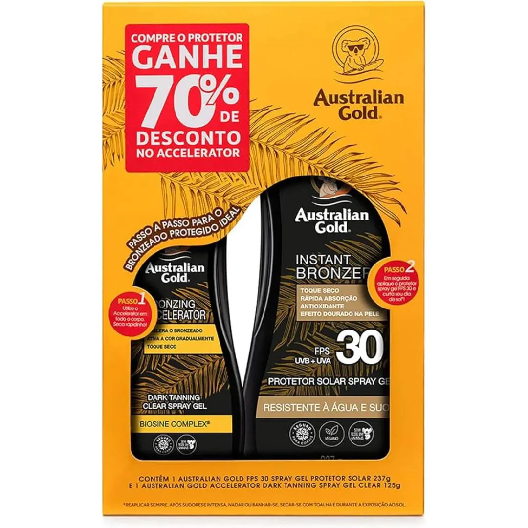 KIT AUSTRALIAN GOLD 1 BRONZING ACCELERATOR 125G +  1 INTANT BRONZER FPS30 237G