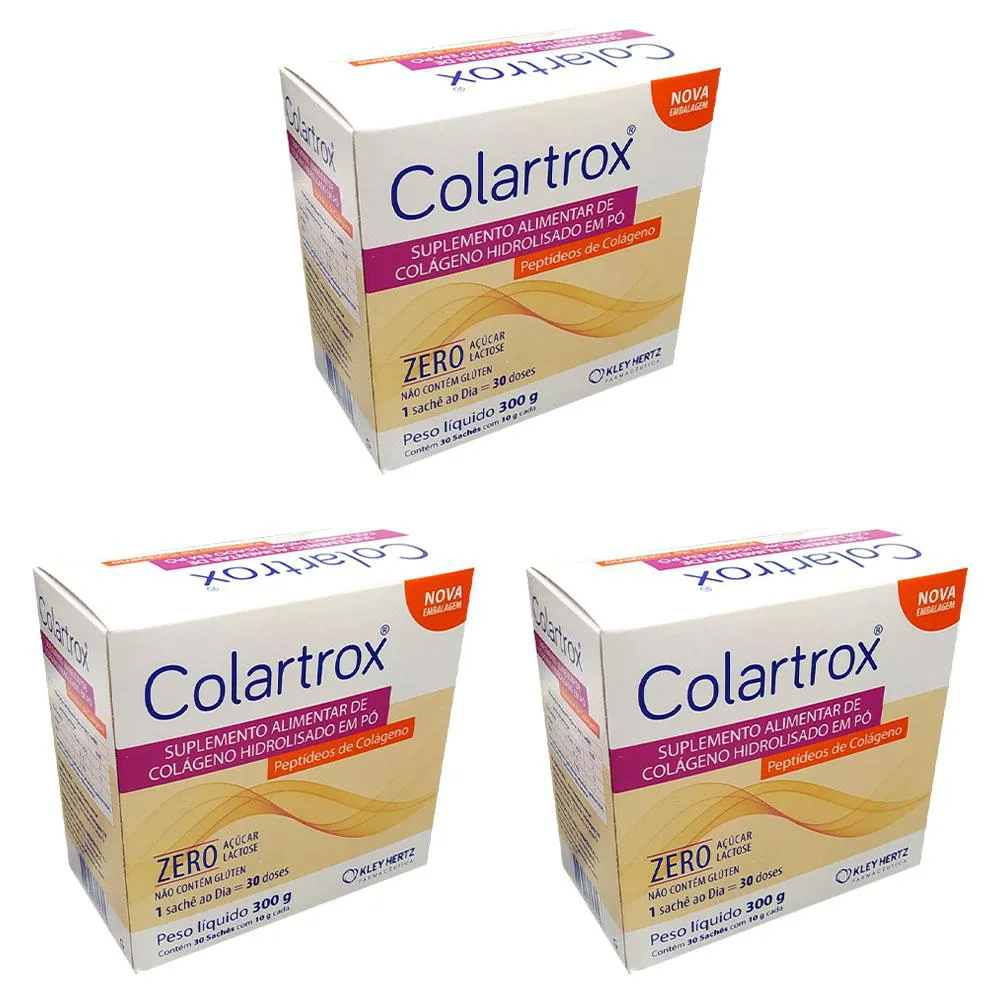 KIT 3 SUPLEMENTO COLARTROX 300G 30 SACHêS - KLEY HERTZ