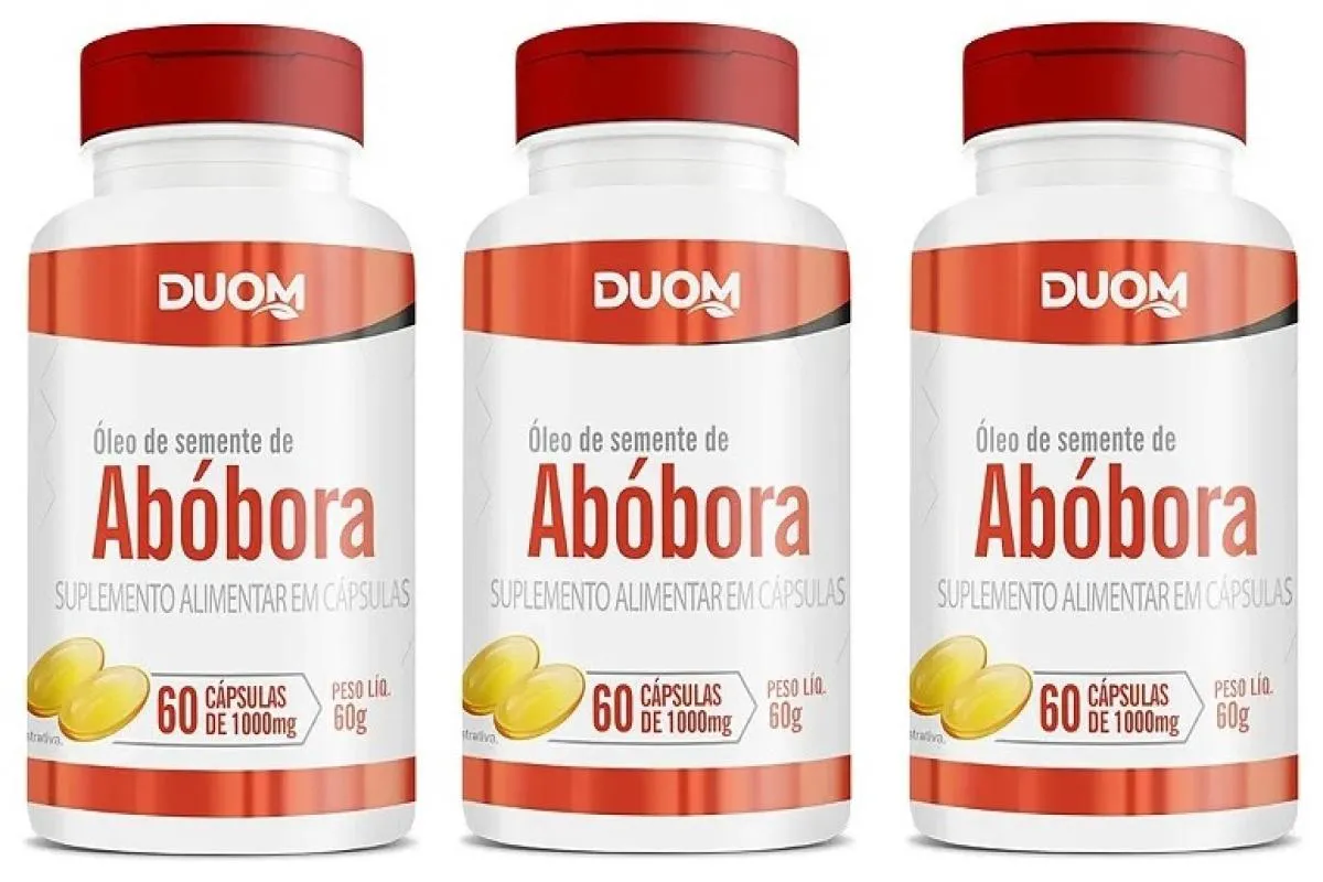 KIT 3 SUPLEMENTO ÓLEO DE SEMENTE DE ABóBORA 60CPS - DUOM