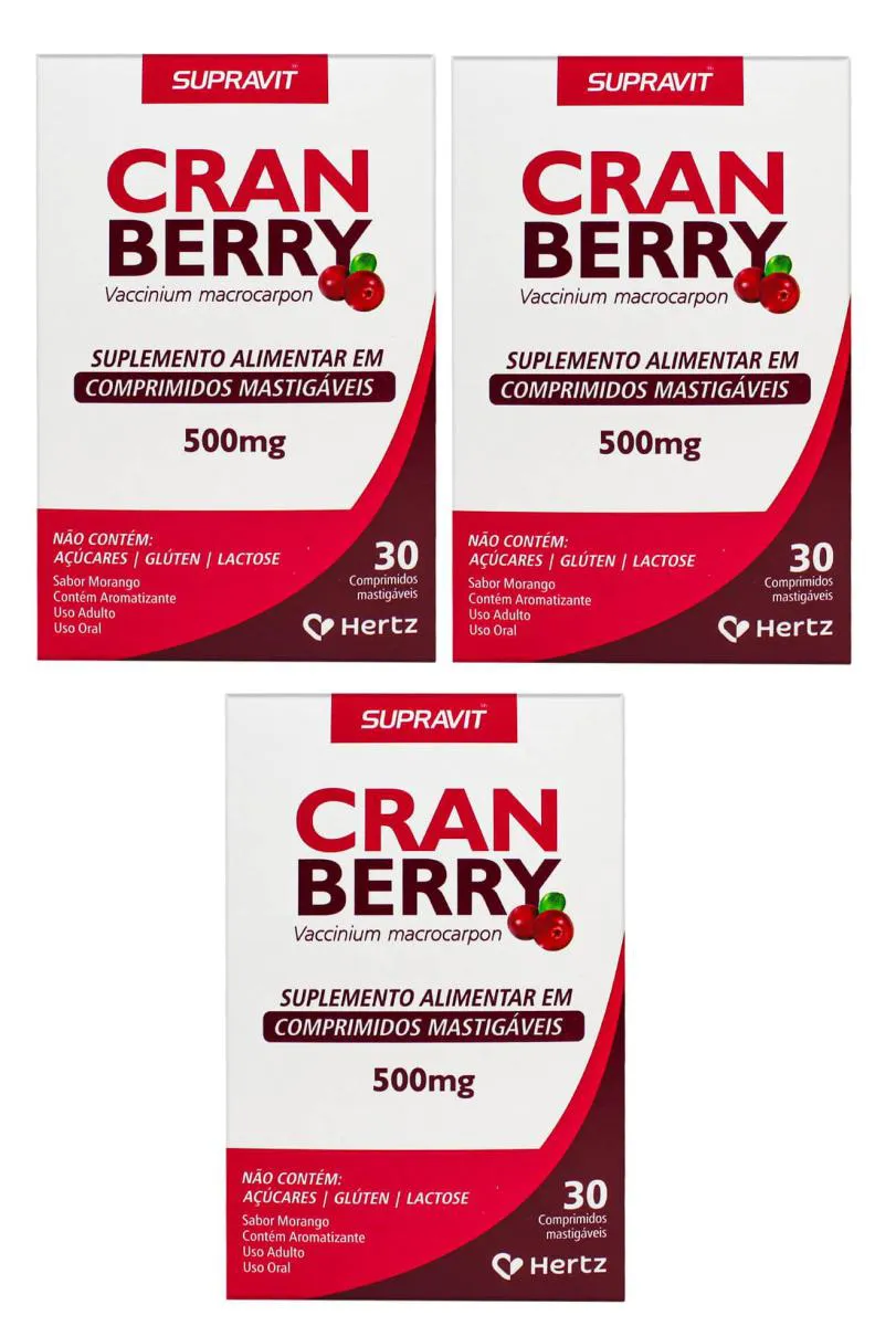 KIT 3 SUPLEMENTO SUPRAVIT CRANBERRY 500MG 30CPS - KLEY HERTZ