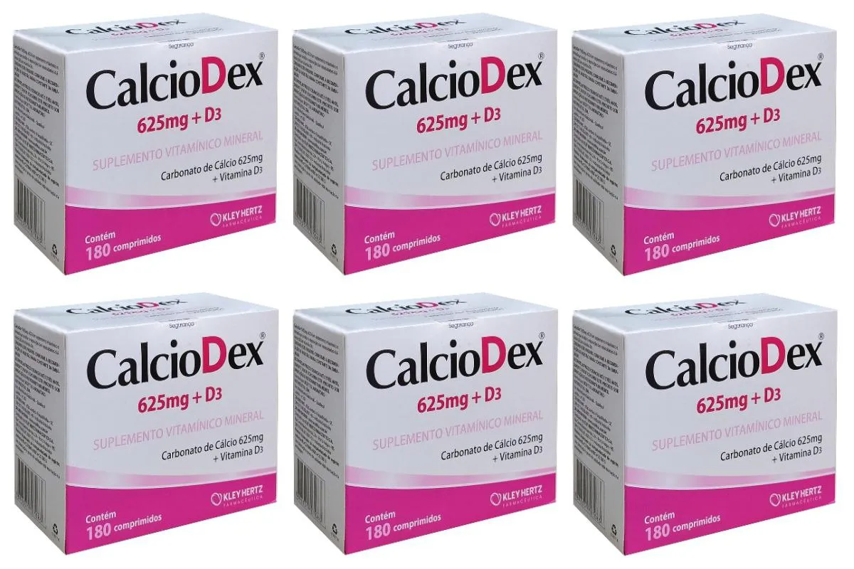 KIT 6 VITAMINA CALCIODEX 625MG + D3 180CPR - KLEY HERTZ