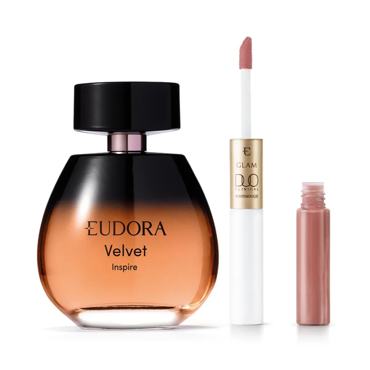 COMBO VELVET INSPIRE DESODORANTE COLôNIA  100ML + BATOM LíQUIDO ROSADO ESSENCIAL GLAM DUO CLINICAL 3,5G