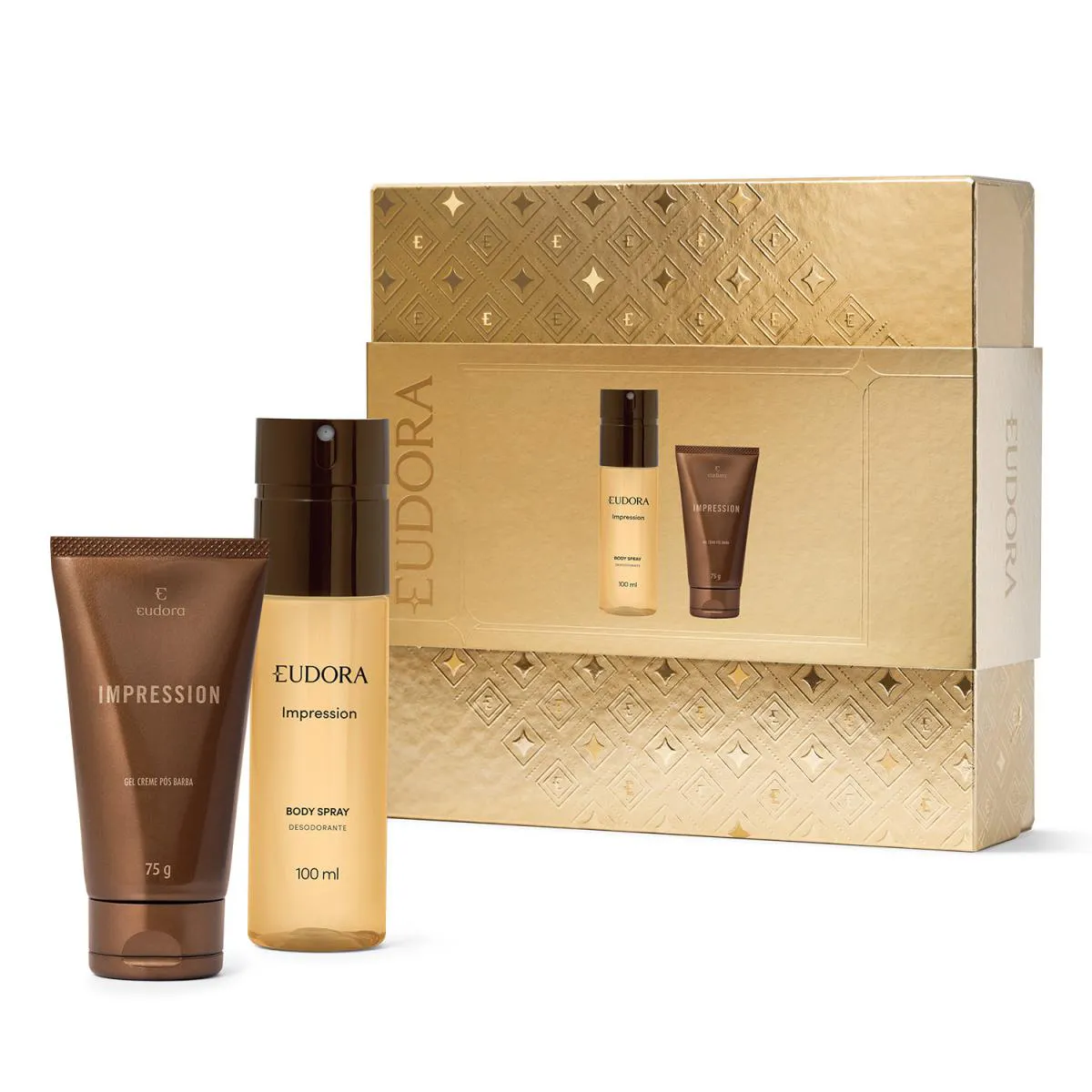 EUDORA IMPRESSION KIT PRESENTE NATAL: GEL CREME PóS BARBA 75G + DESODORANTE BODY SPRAY 100ML