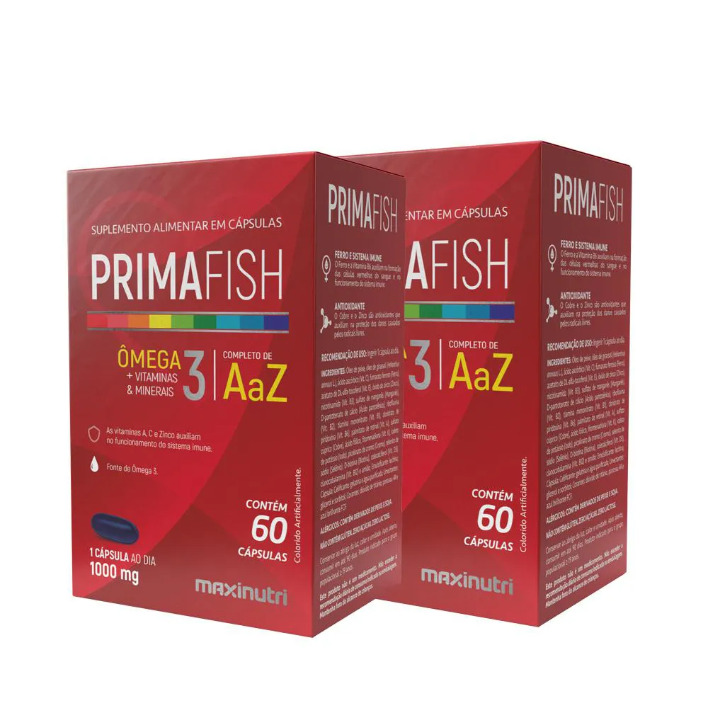 KIT 2 PRIMAFISH OMEGA 3 + VITAMINAS 60 CAPSULAS MAXINUTRI