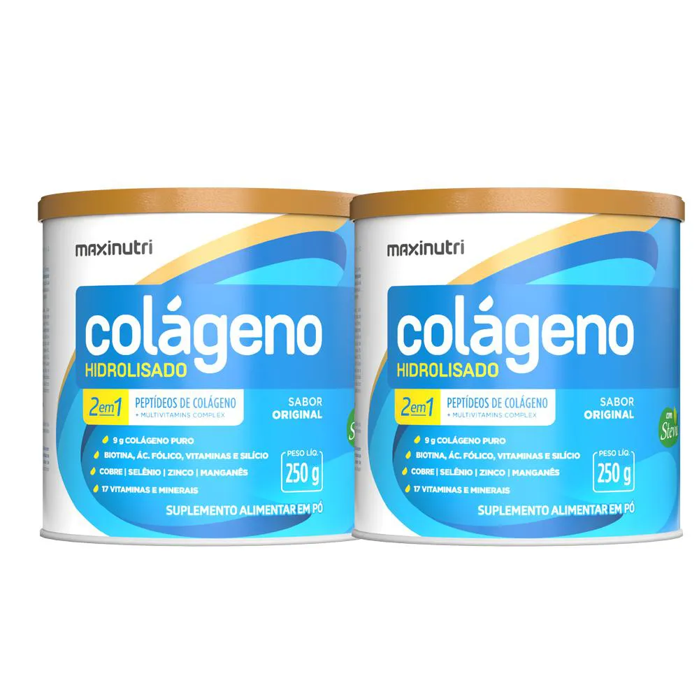 KIT 2 COLáGENO HIDROLISADO SABOR ORIGINAL LATA 250G MAXINUTRI