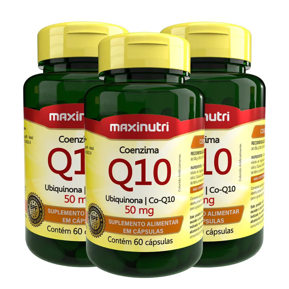 KIT 3 COENZIMA Q10 NUTRIENTE ESSENCIAL 50MG 60 CAPSULAS