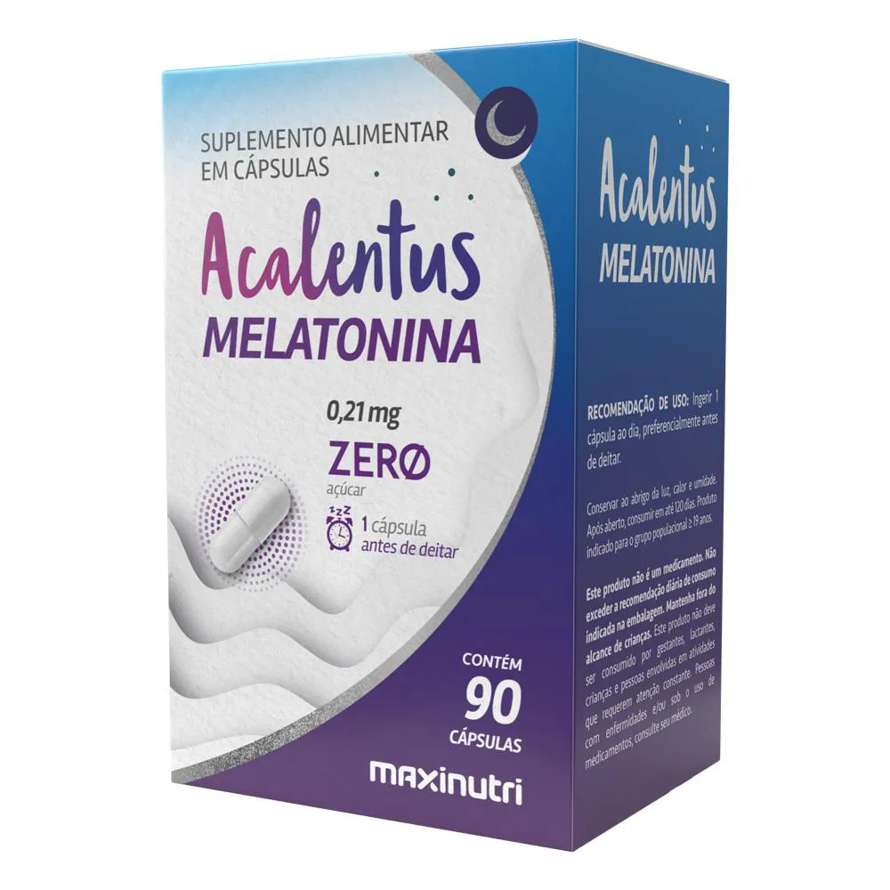 MELATONINA ACALENTUS ZERO AçúCAR 210MCG 90 CáPS MAXINUTRI