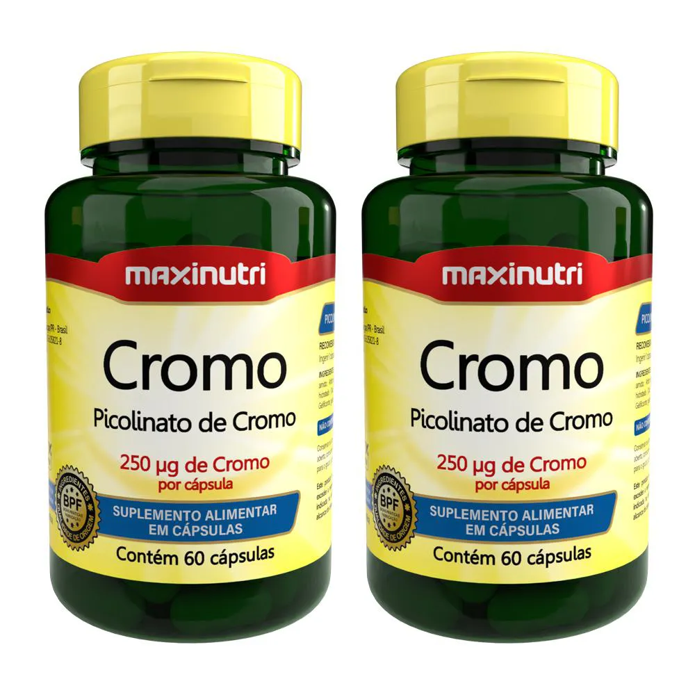KIT 2 CROMO PICOLINATO DE CROMO 100% IDR 60 CáPS MAXINUTRI