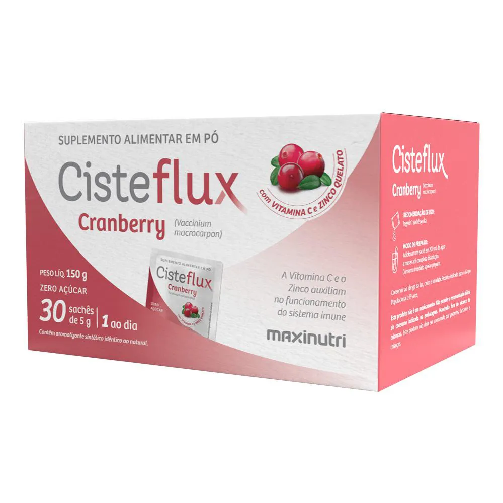 CISTEFLUX CRANBERRY ACIDO ASCóRBICO E BISGLICINATO DE ZINCO 30 SACHES