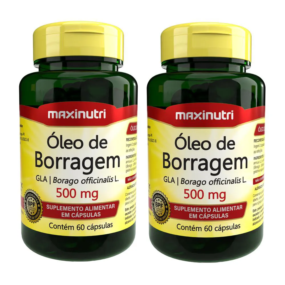 KIT 2 OLEO DE BORRAGEM 500MG COM 60 CAPSULAS MAXINUTRI