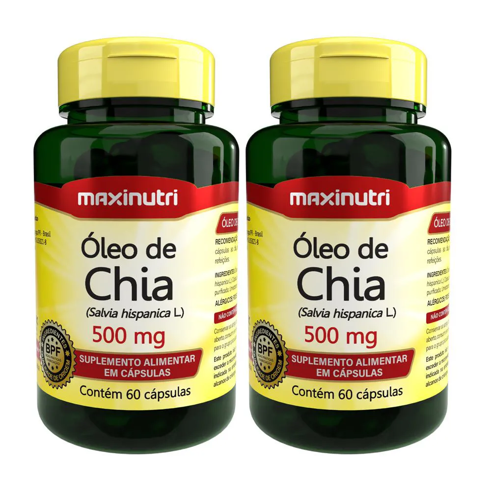 KIT 2 OLEO DE CHIA 500MG 60 CAPSULAS MAXINUTRI