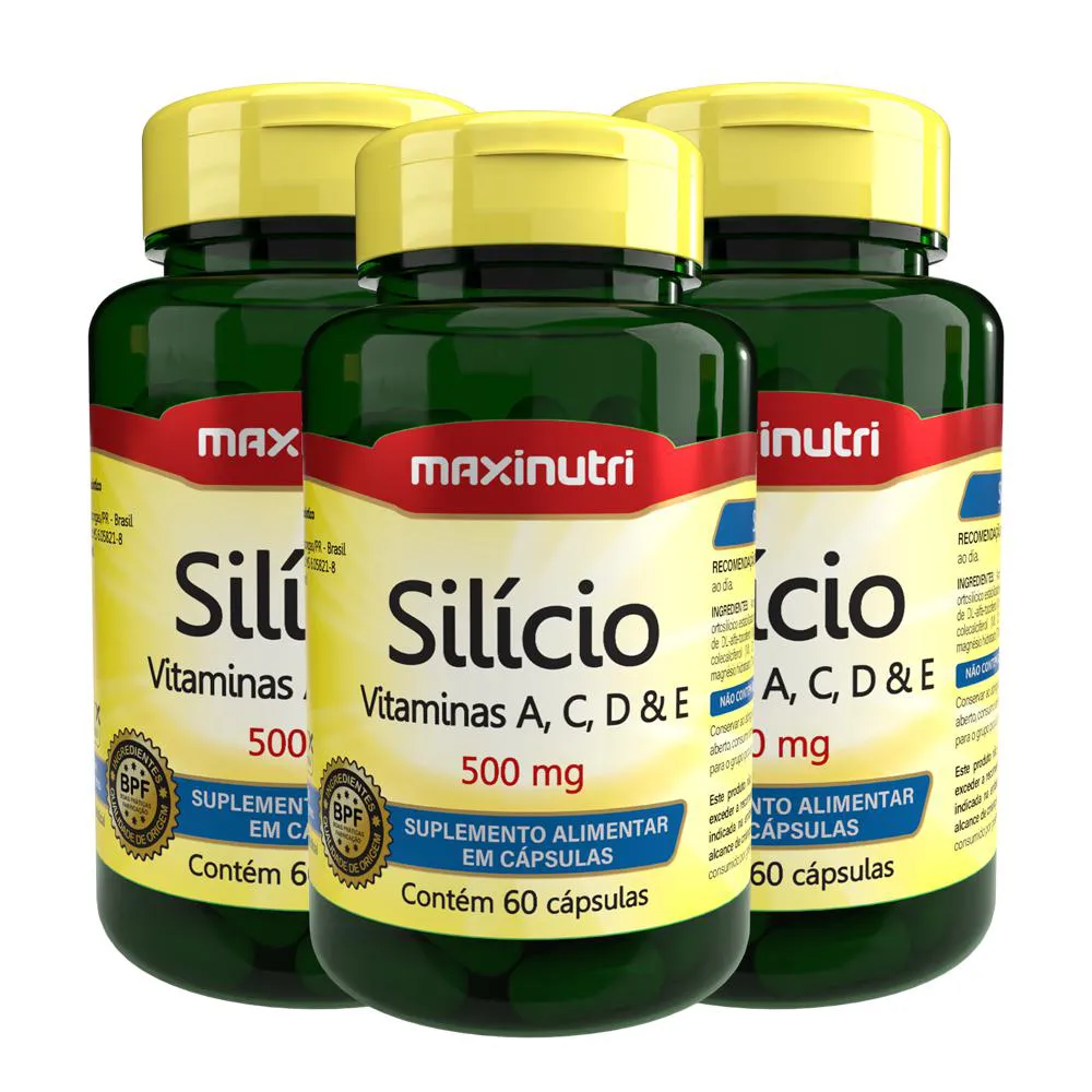 KIT 3 SILíCIO VITAMINAS ACDE 60 CAPSULAS MAXINUTRI