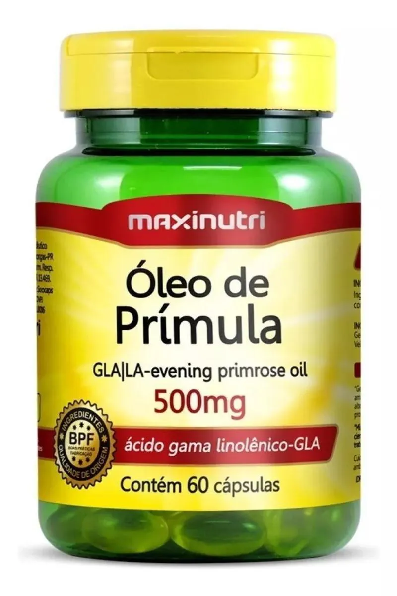 ÓLEO DE PRíMULA MAXINUTRI 500MG COM 60 CáPSULAS SABOR NEUTRO