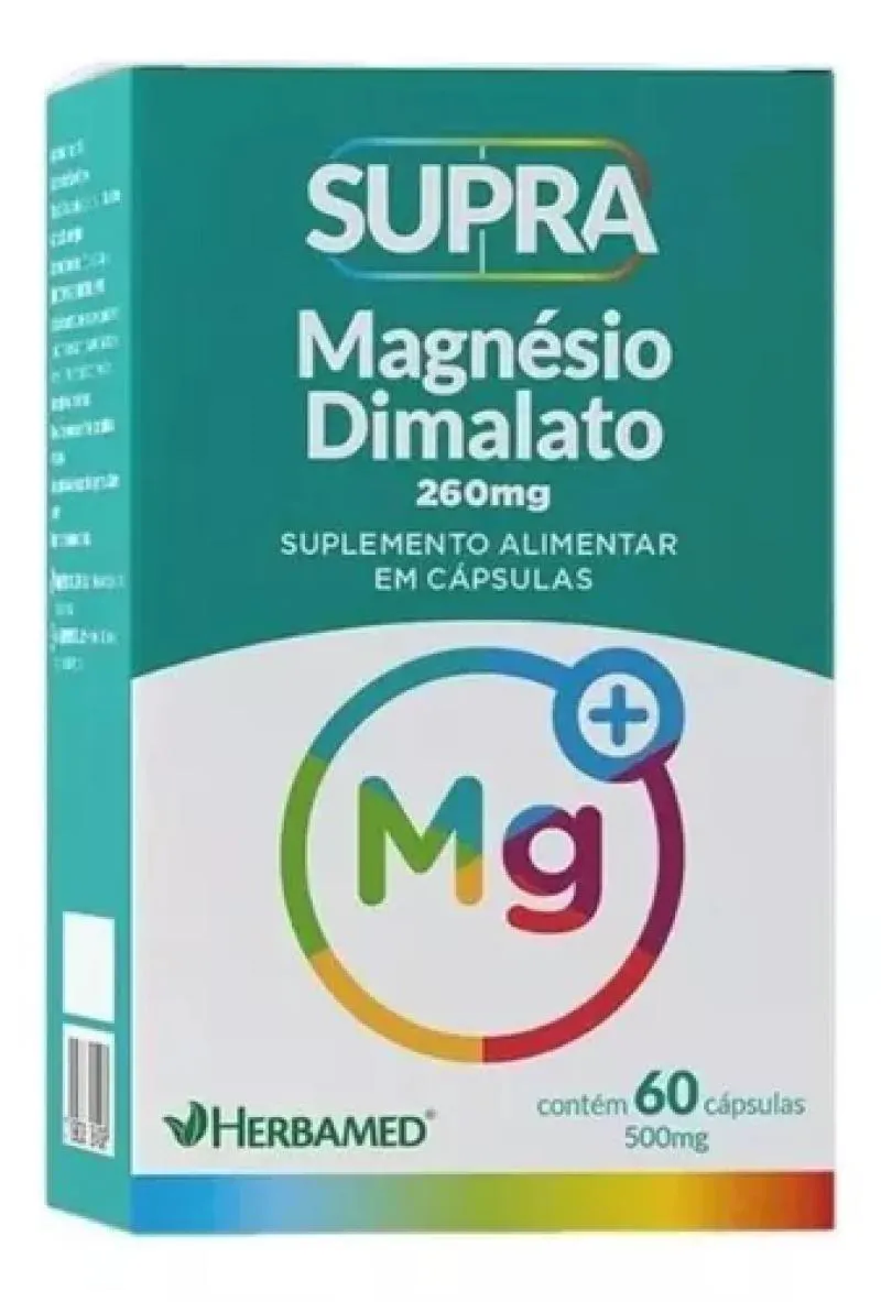 SUPRA MAGNéSIO DIMALATO - 60 CáPSULAS - HERBAMED SABOR SEM SABOR Neutro