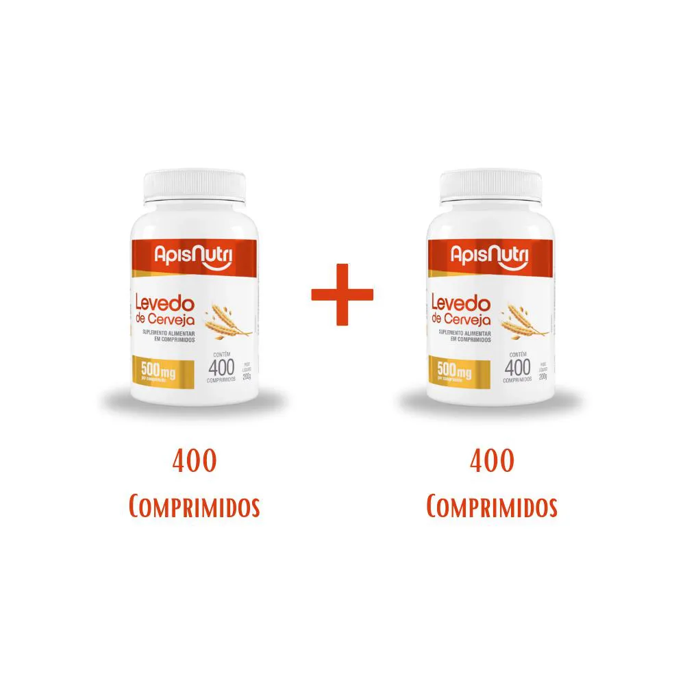 KIT 2 LEVEDO DE CERVEJA COM 400 COMPRIMIDOS - APISNUTRI