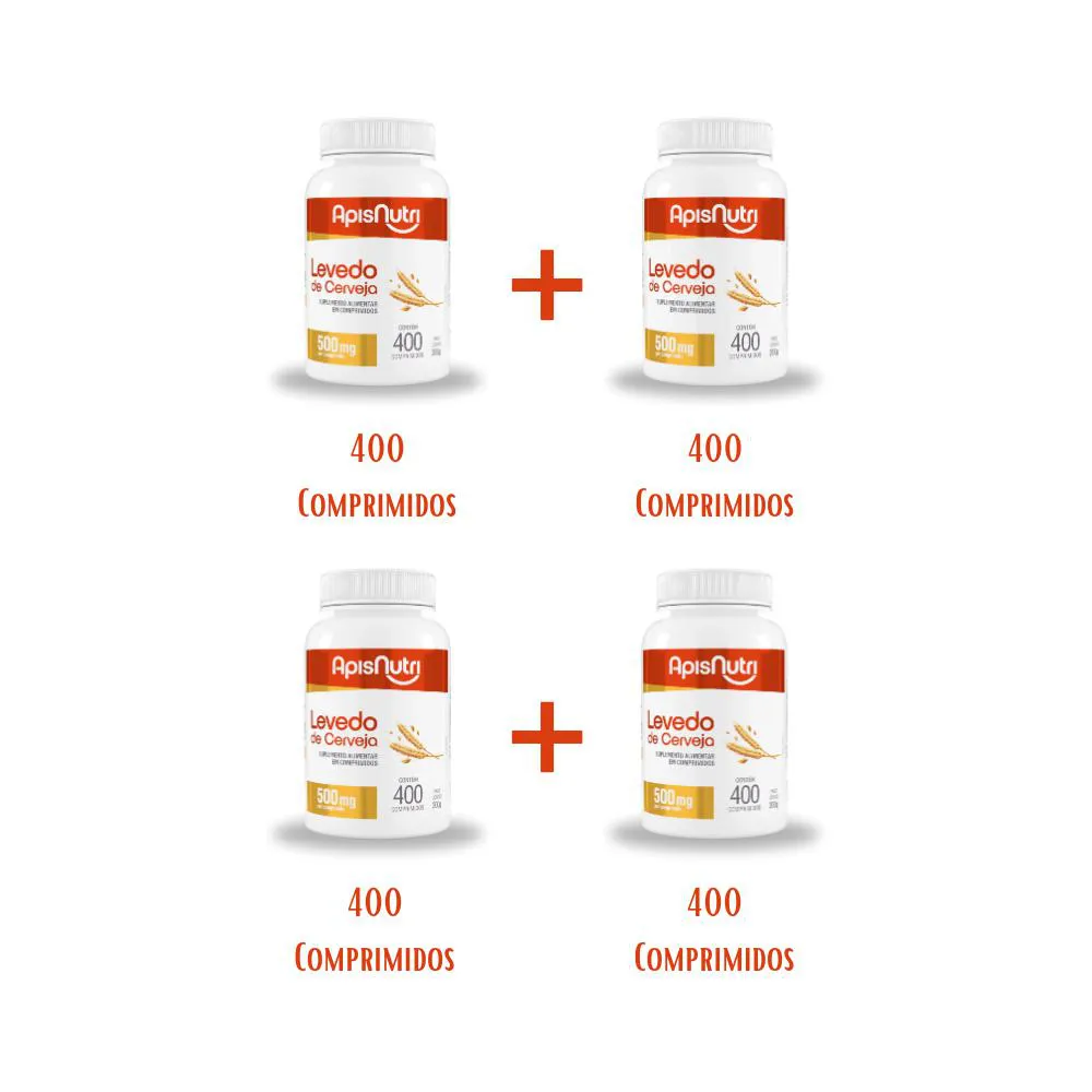 KIT 4 LEVEDO DE CERVEJA COM 400 COMPRIMIDOS - APISNUTRI
