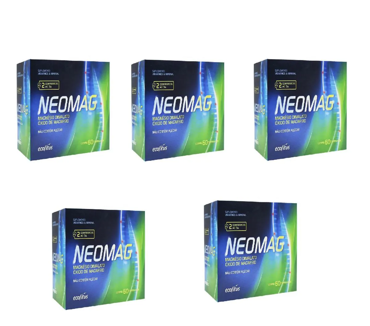 KIT 5 SUPLEMENTO NEOMAG COM 60 COMPRIMIDOS - ECOFITUS