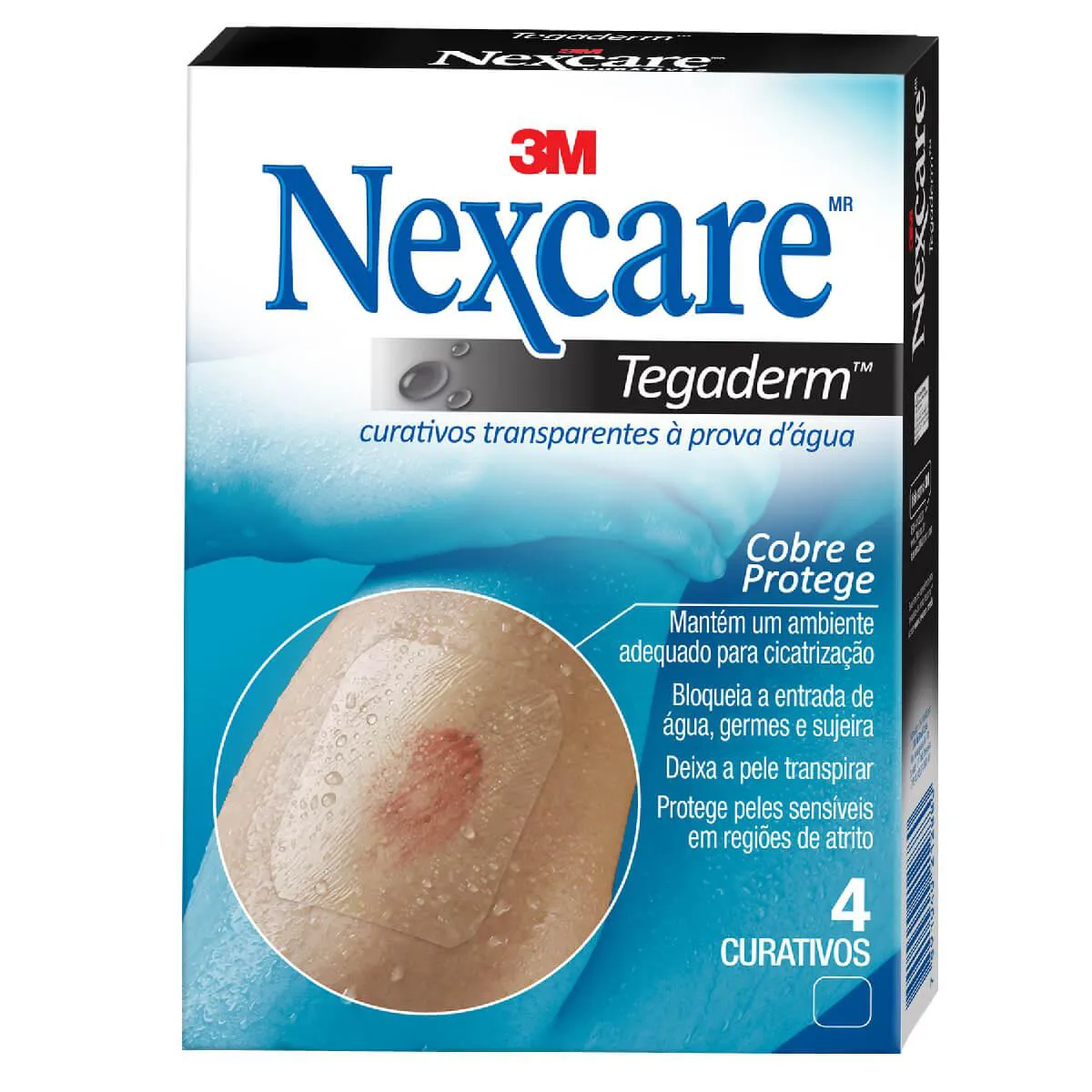 Curativo Grande 3M Nexcare Tegaderm sem Pad Transparente com 4 Unidades