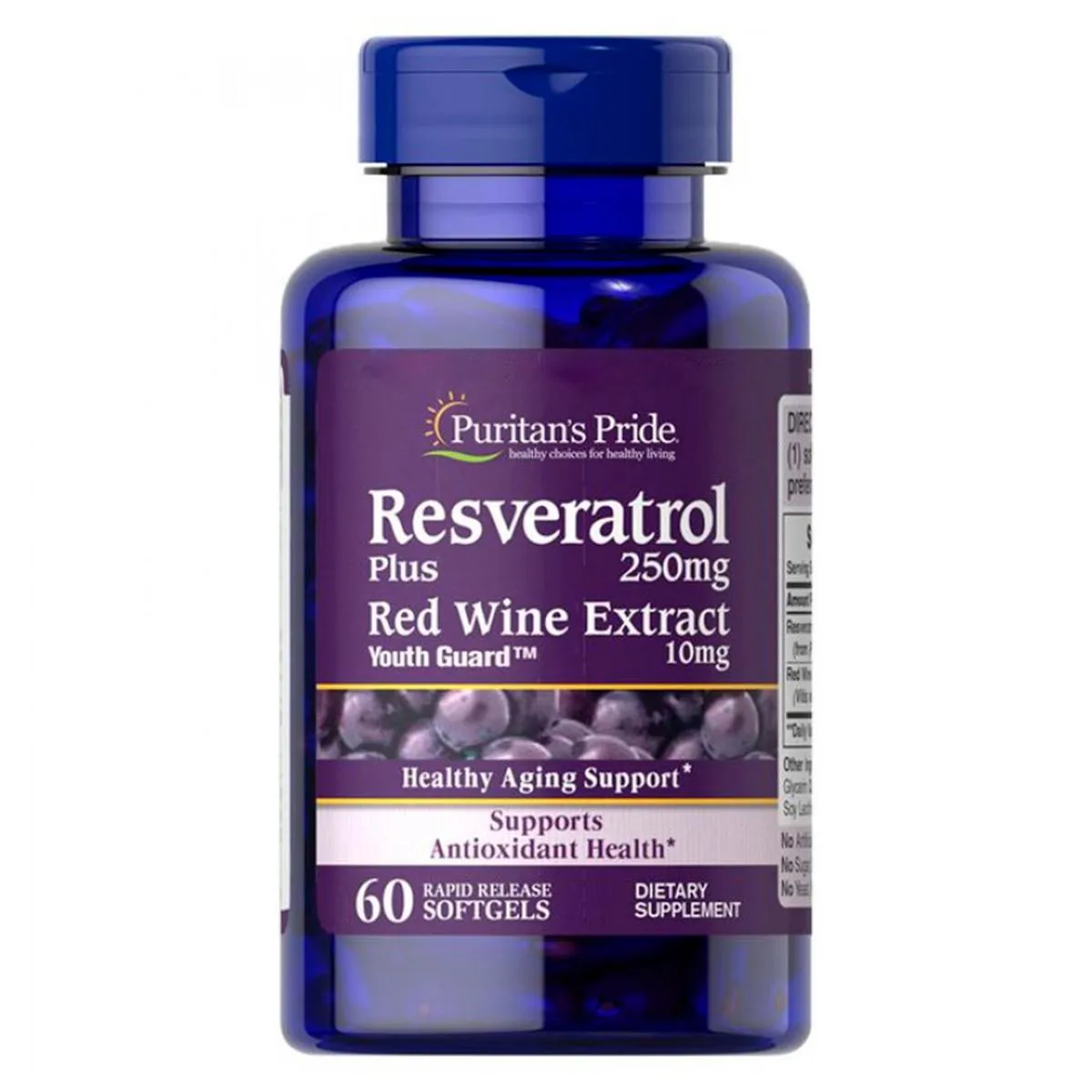 RESVERATROL 250MG + RED WINE EXTRAC (60SGELS) PURITANS PRIDE