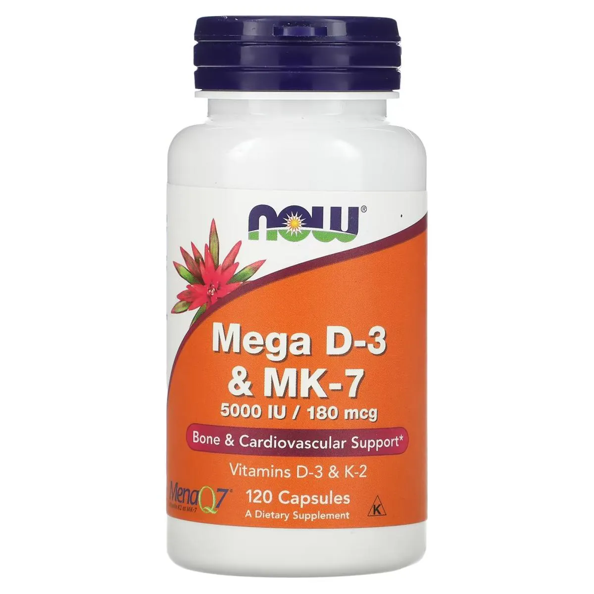 VITAMINA MEGA D3 & K2 MK7 (120 VCAPS) NOW FOODS