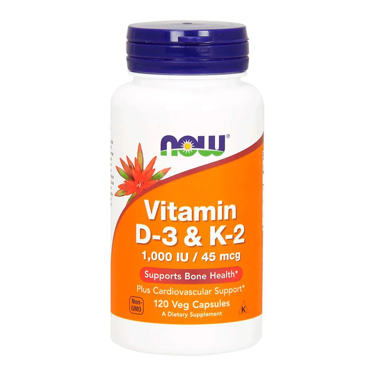 VITAMINA D3 1000 UI + K2  45 MCG (120 VCAPS) NOW FOODS