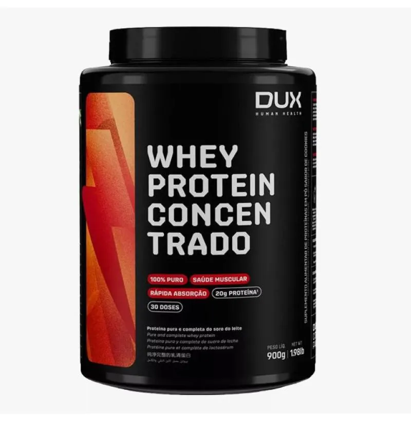 WHEY PROTEIN CONCENTRADO 900G - DUX NUTRITION - SABOR BAUNILHA