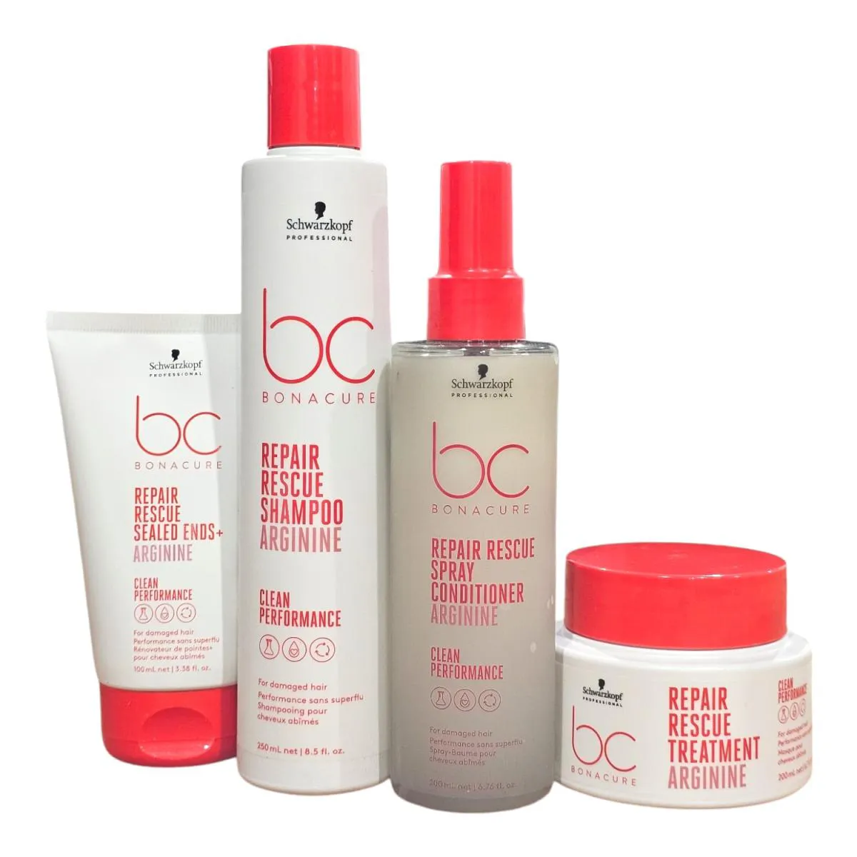 KIT SCHWARZKOPF REPAIR RESCUE - SHAMPOO 250ML + MáSCARA 200G + SPRAY CONDITIONER 200ML + SEALED ENDS 100ML