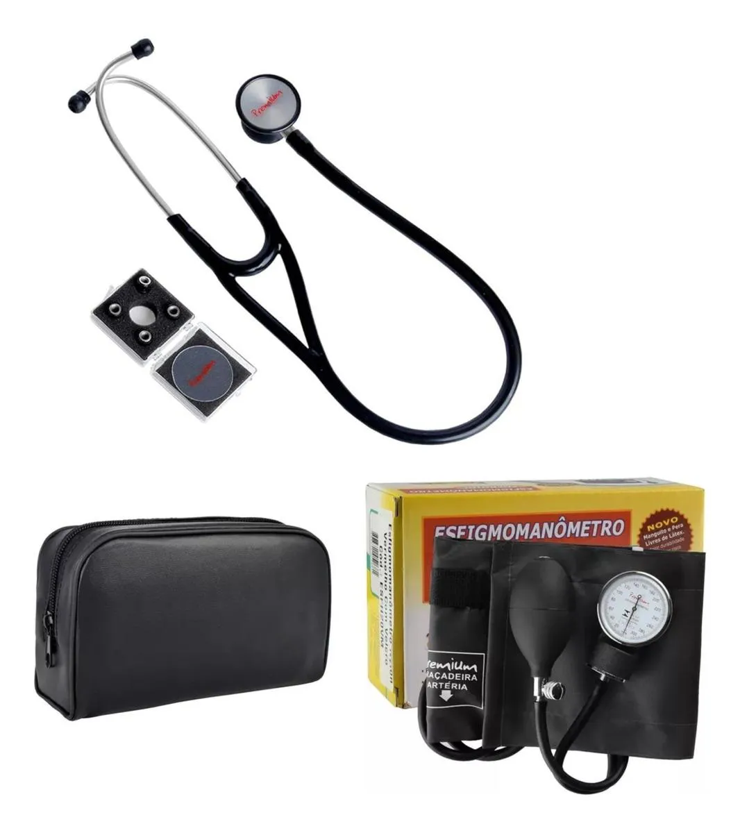 ESTETOSCOPIO CARDIOLOGICO PROFISSIONAL COM ESFIGMOMANOMETRO