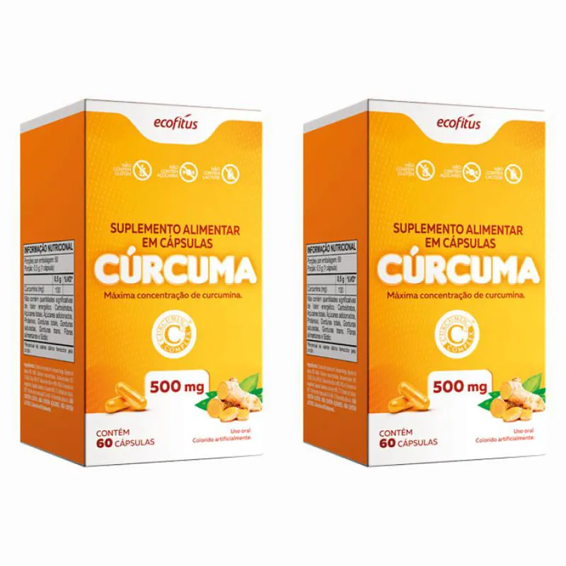KIT 2 SUPLEMENTO ALIMENTAR CúRCUMA DE 500MG 60CPS - ECOFITUS