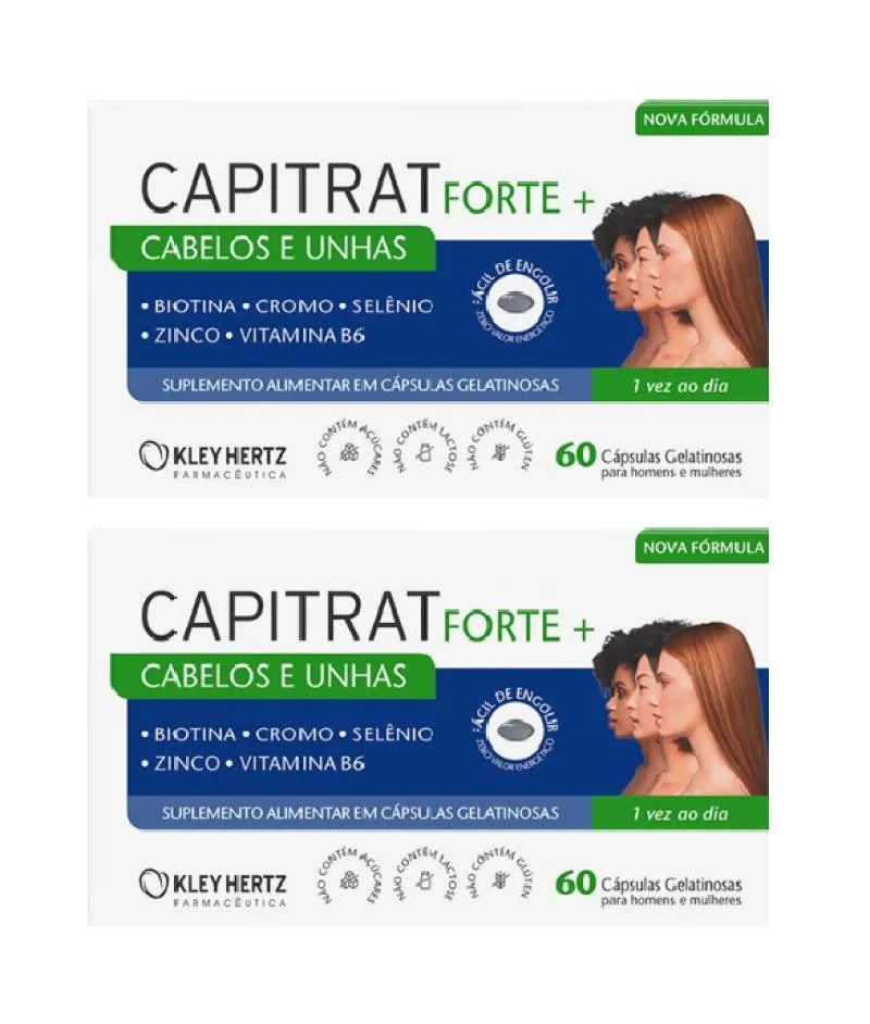 KIT 2 VITAMINA CAPITRAT CABELOS E UNHAS 60CPS - KLEY HERTZ