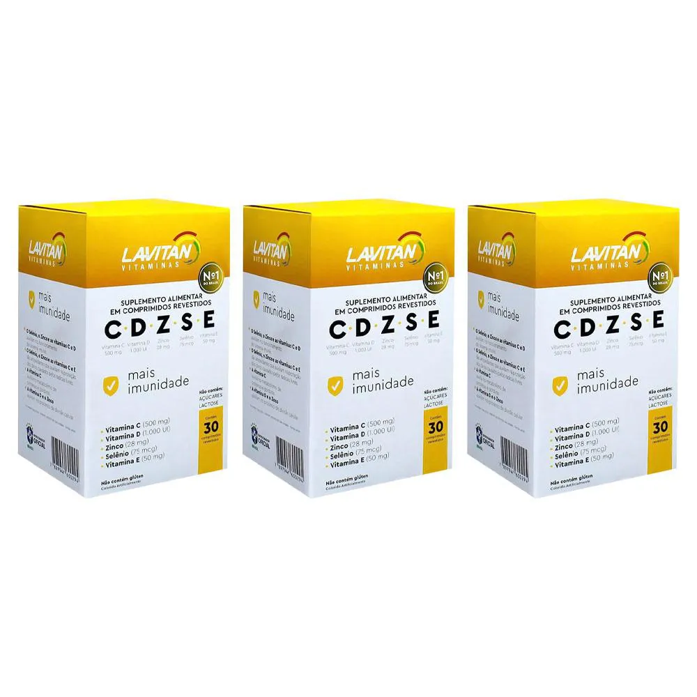 KIT 3 LAVITAN CDZSE MAIS IMUNIDADE 30 COMPRIMIDOS - CIMED
