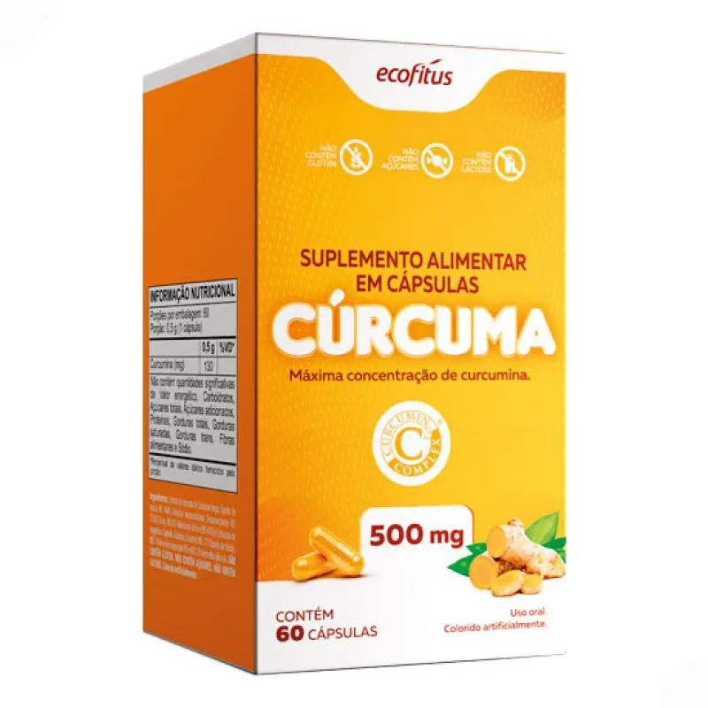 SUPLEMENTO ALIMENTAR CúRCUMA DE 500MG 60CPS - ECOFITUS