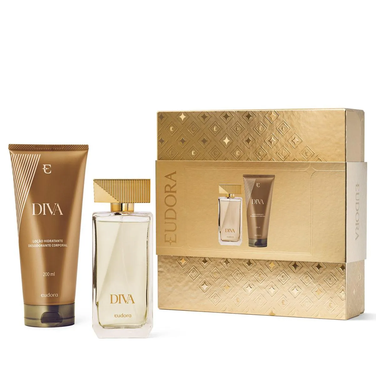 EUDORA DIVA KIT PRESENTE NATAL: DESODORANTE COLôNIA 100ML + LOçãO HIDRATANTE DESODORANTE CORPORAL 200ML