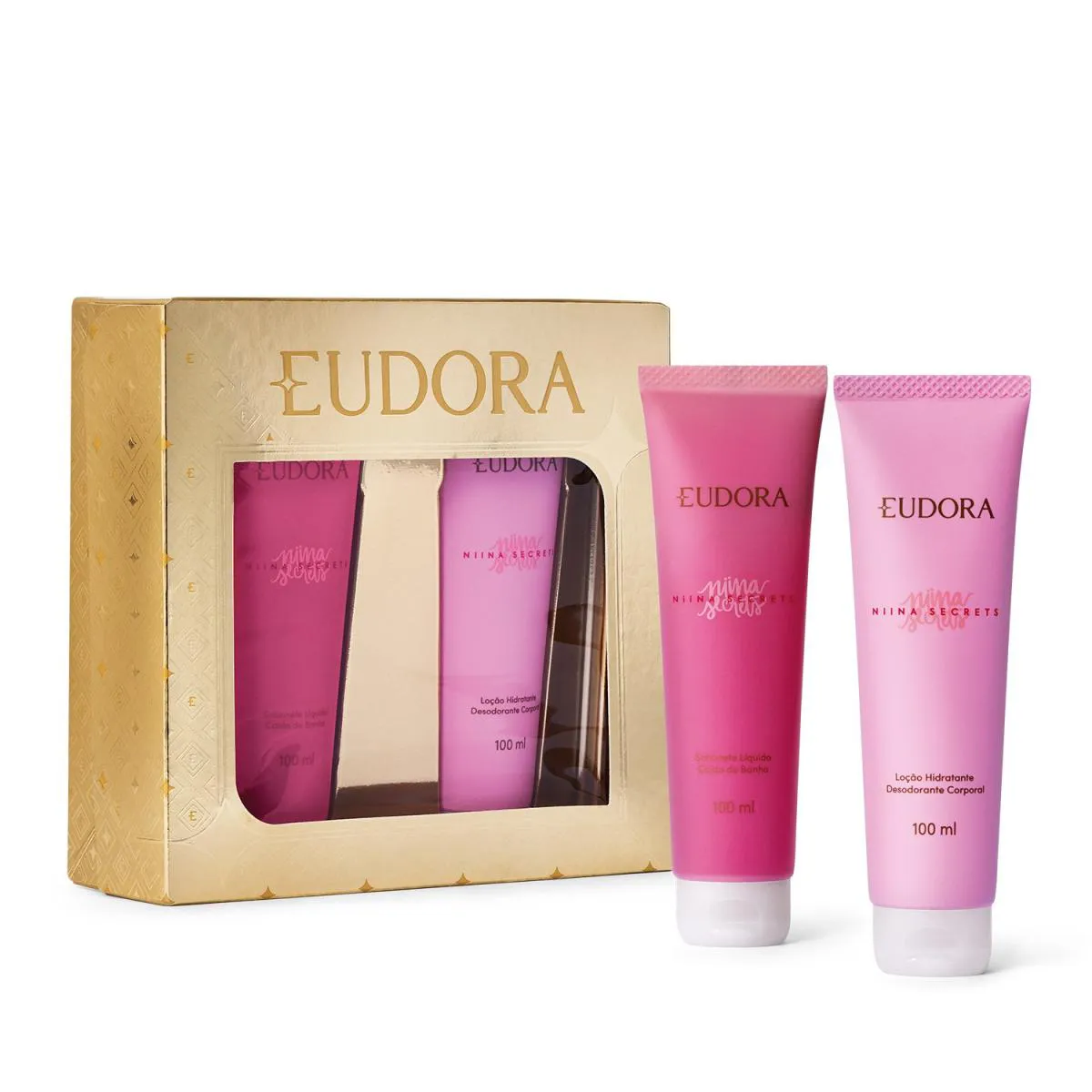 EUDORA NIINA SECRETS KIT PRESENTE NATAL: LOçãO HIDRATANTE DESODORANTE CORPORAL 100ML + SABONETE LíQUIDO EM CALDA 100ML