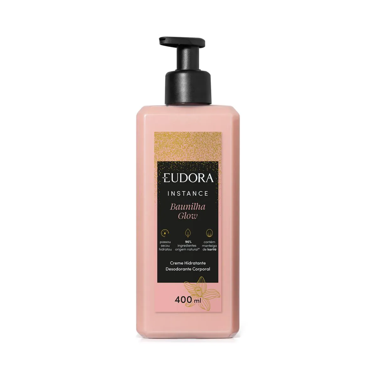 EUDORA INSTANCE CREME HIDRATANTE DESODORANTE CORPORAL BAUNILHA GLOW 400ML